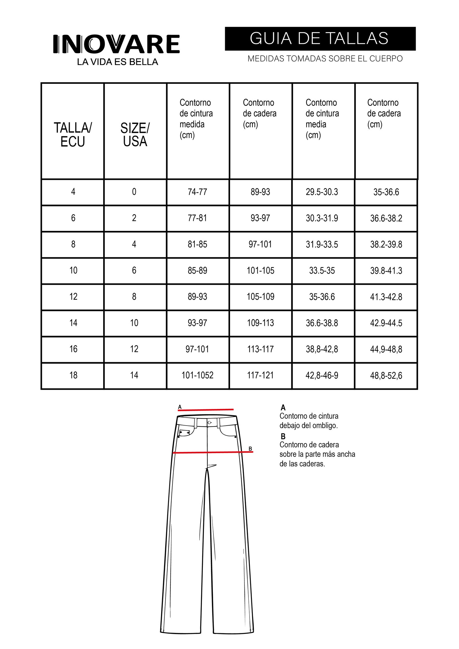 Inovare Jeans - Tallaje